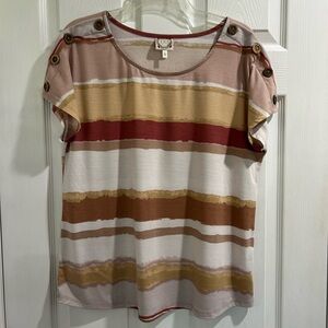 Striped Button-Shoulder Top